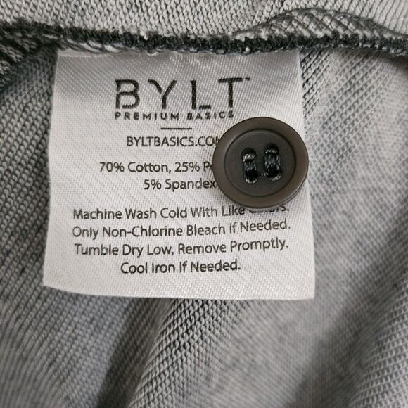 BYLT Sweatshirt Medium Gray Drop Cut Hooded Henley Long Sleeve Lux Pullover - Picture 5 of 10